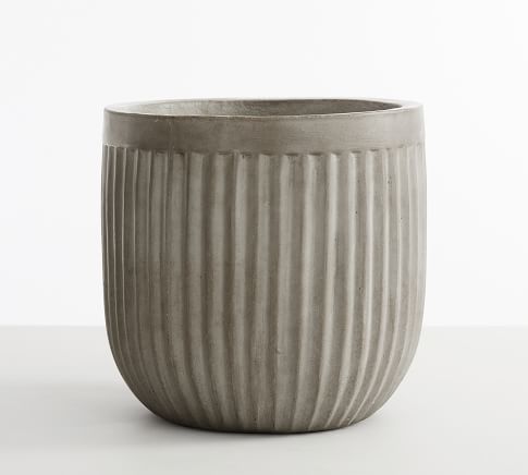Concrete Fluted Planter, Grey, 11.81