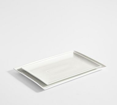 Caterer's Box Nesting Rectangular Serving Platters, Set of 2 - White