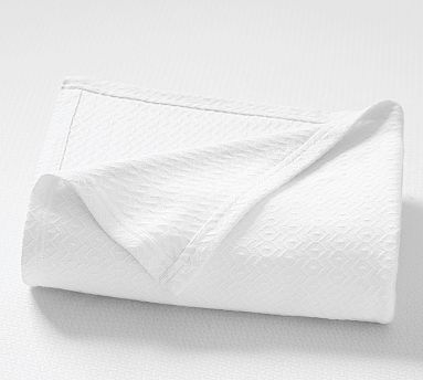 Diamond Organic Cotton Blanket, White, Full/Queen