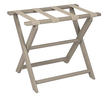 Taupe Eco Luggage Rack, Beige Greek Key Straps