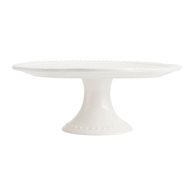 Emma Beaded Stoneware Cake Stand - White