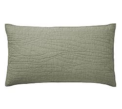 Open Box: Belgian Flax Linen Handcrafted Quilted Sham, King - Set of 2 - Loden