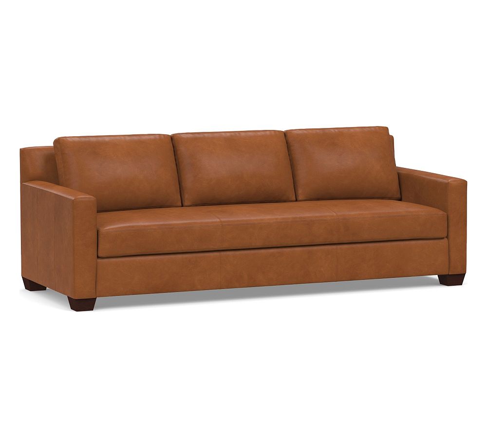 York Square Arm Leather Sofa (95") | Pottery Barn