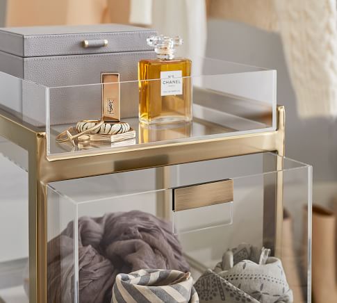 Acrylic Closet Rolling Cart With Drawers