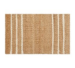 Three Stripe Jute Doormat, 18" x 30", Honey/Parchment