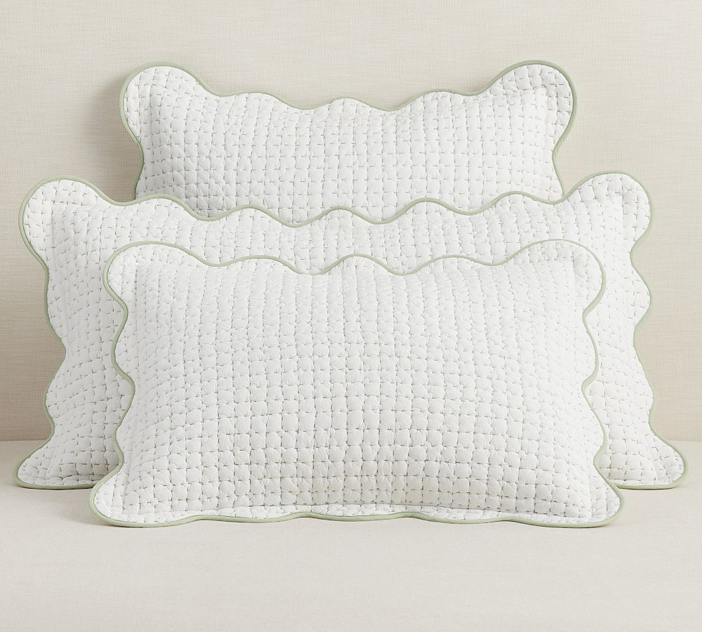Julia Berolzheimer Beau Scalloped Pickstitch Cotton Quilted Sham