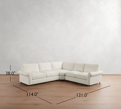 PB Comfort Roll Arm 3-Piece L-Shaped Wedge Sleeper Sectional (121&quot;)