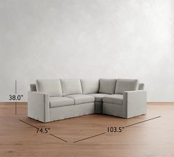 Cameron Modern Square Arm Slipcovered 3-Piece Wedge Sectional (104&quot;)