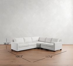 York Square Arm 3-Piece L-Shaped Wedge Sleeper Sectional (117&quot;)