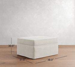 Pearce Square Arm Slipcovered Wide Sectional Ottoman