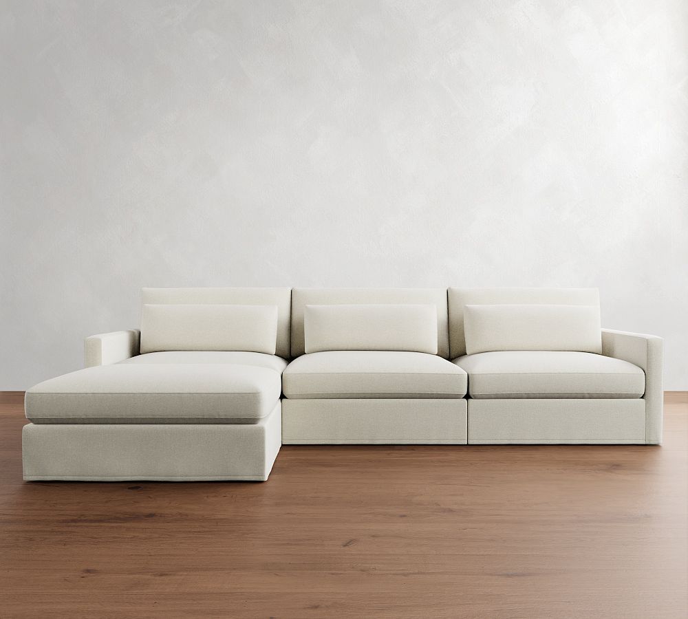 Westwood Slim Arm Deep Seat Slipcovered Modular Chaise Sectional (137&quot;)
