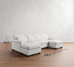 York Roll Arm Deep Seat Double Chaise Sectional (109&quot;&ndash;129&quot;)