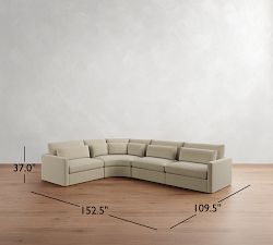 Westwood Slim Arm Deep Seat 4-Piece Curved Wedge Sectional (153&quot;)