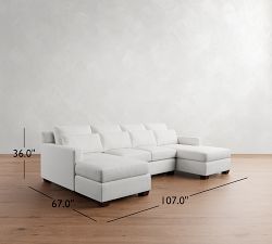York Square Arm Deep Seat Double Chaise Sectional (107&quot;&ndash;127&quot;)
