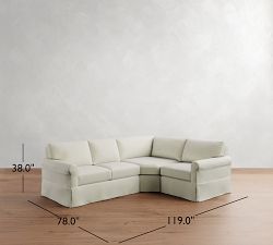 York Roll Arm Slipcovered 3-Piece Wedge Sleeper Sectional (119")