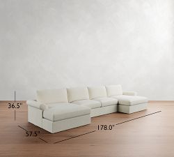 Westwood Roll Arm Slipcovered Double Chaise Sectional (177&quot;&ndash;197&quot;)
