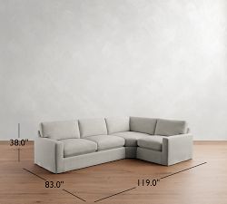 PB Comfort Modern Square Arm Slipcovered 3-Piece Wedge Sleeper Sectional (119&quot;)