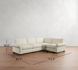 PB Comfort Modern Roll Arm 3-Piece Wedge Sleeper Sectional (121&quot;)