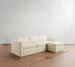Carmel Slim Arm Slipcovered Modular Chaise Sectional (107"&ndash;139")