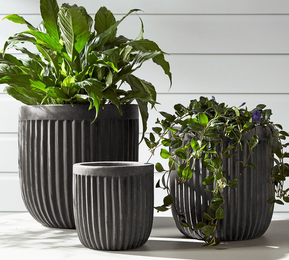 Concrete Fluted Outdoor Planters