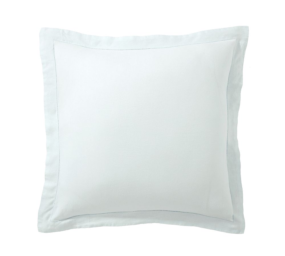 Open Box: Belgian Flax Linen Sham, Euro Set of 2 - Blue Frost