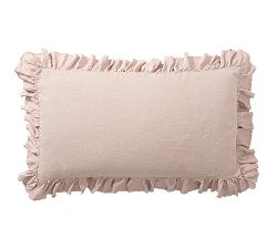 Open Box: Belgian Flax Linen Fringe Ruffle Sham, King Set of 2 - Smoky Quartz