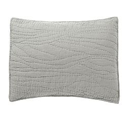 Open Box: Belgian Flax Linen Handcrafted Quilted Sham, Standard Set of 2 - Flagstone