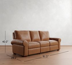 Big Sur Roll Arm Leather Power Sofa (92&quot;)