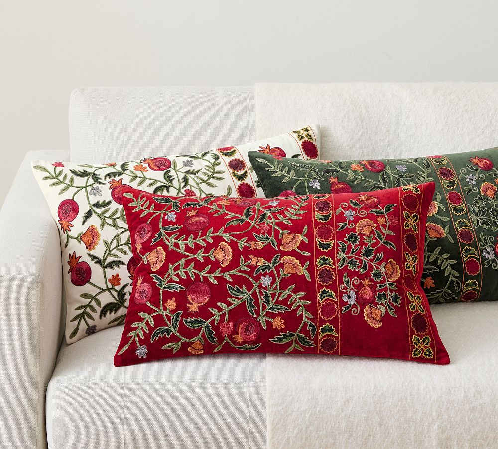 Arabella Embroidered Lumbar Pillow