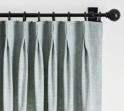 Open Box: Emery Linen Pinch Pleat Curtain, 50&quot;W x 108&quot;L - Mineral Blue
