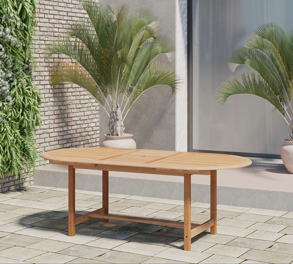 Nassau Extending Teak Oval Table, Medium 71&quot;-95&quot;