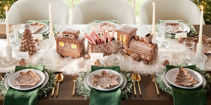 Handcrafted Ceramic Gingerbread Train Festive Decor Pottery Barn