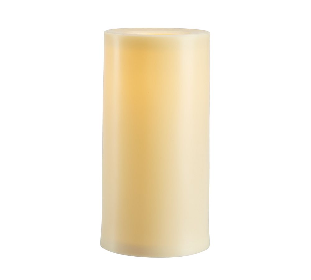 Open Box: Standard Flameless Outdoor Pillar Candle, 6&quot; x 12&quot; - Ivory