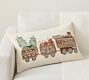 Gingerbread Train Embroidered Lumbar Pillow