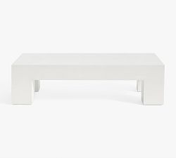Open Box: Pomona Concrete Chunky Leg Outdoor Coffee Table, 50&quot; Rectangular - Whtie