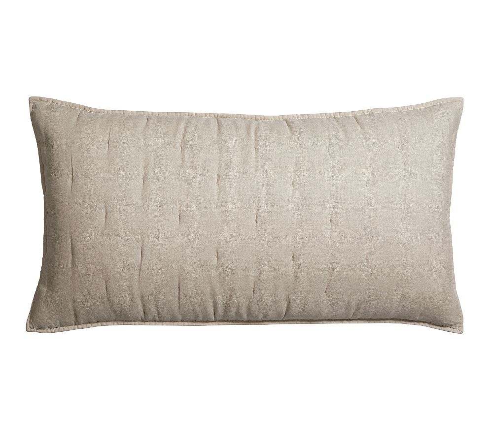 Open Box: Belgian Flax Linen Tufted Quilted Sham, King Set of 2 - Warm Gray