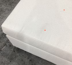 Open Box: Cameron Modern Square Arm Ottoman and a Half - Performance Boucle Ivory, Bourbon Finish Legs