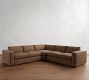 Carmel Wide Arm Leather 3-Piece L-Shaped Wedge Sectional (122&quot;)