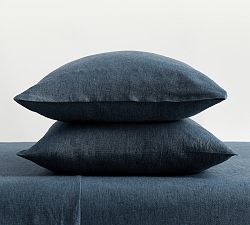 Open Box: Classic Belgian Flax Linen Pillowcases, King Set of 2 - Denim