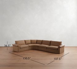 Westwood Roll Arm Leather 4-Piece Curved Wedge Sectional (151&quot;)