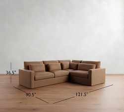 Westwood Square Arm Deep Seat Leather 3-Piece Sectional (122&quot;)