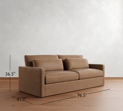 Westwood Slim Arm Deep Seat Leather Sofa (60&quot;&ndash;120&quot;)