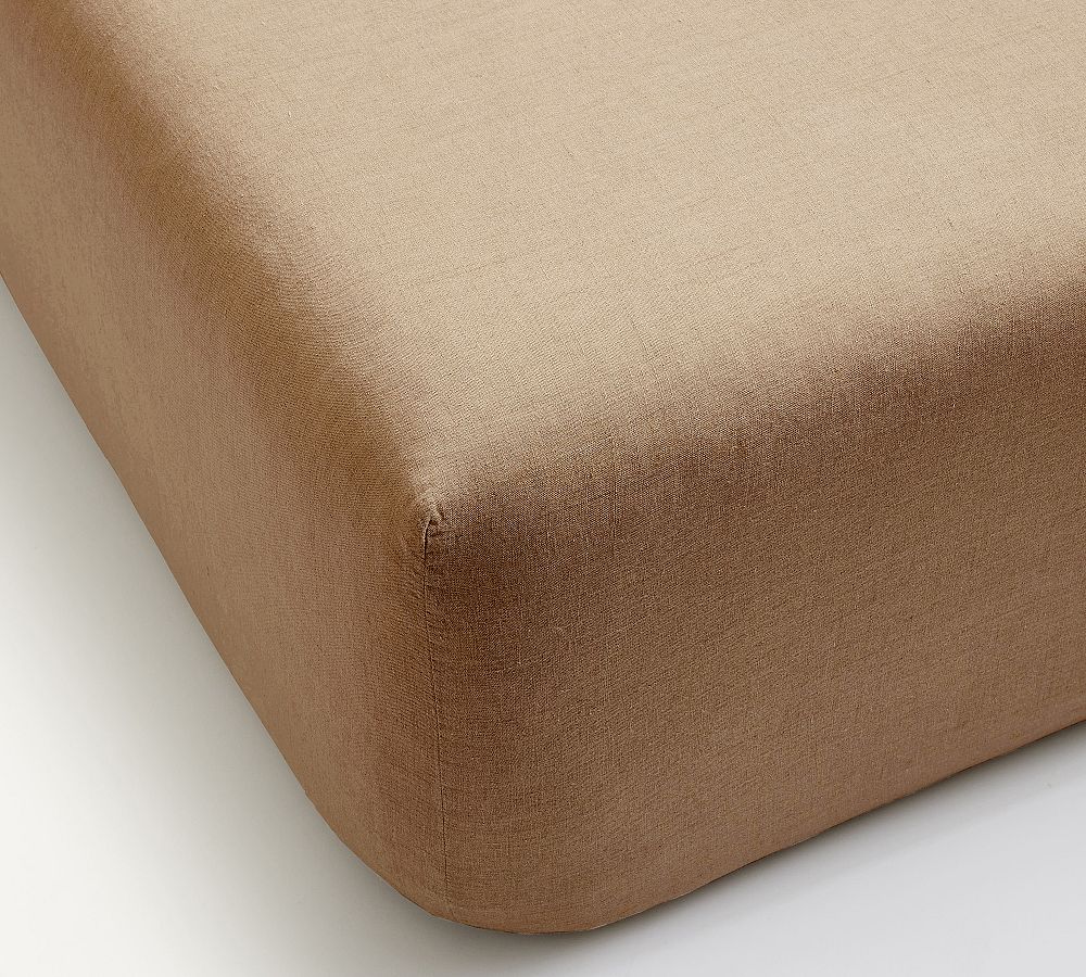 Open Box: Belgian Flax Linen Fitted Sheet, Queen - Bronze