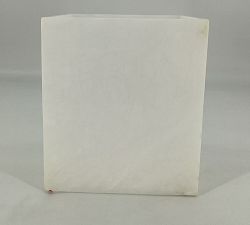 Open Box: Kyran Handcrafted Alabaster Waste Basket - White