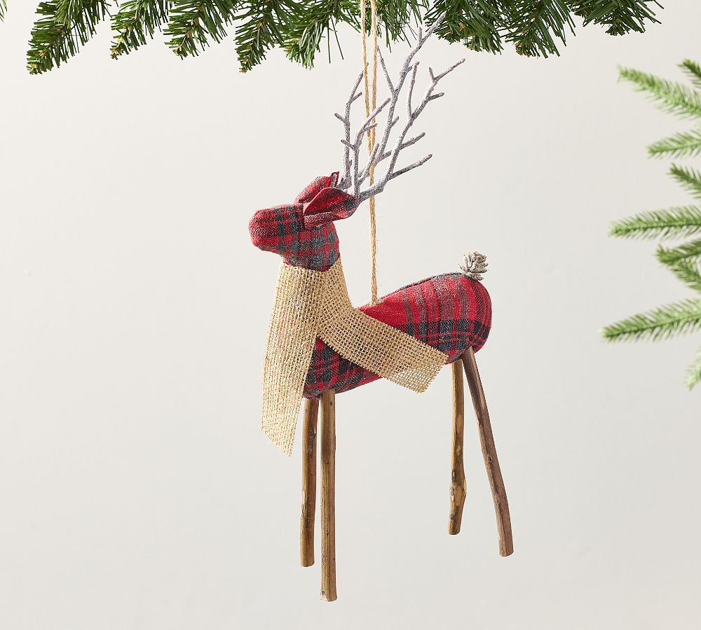 Plaid Oversized Deer Ornament