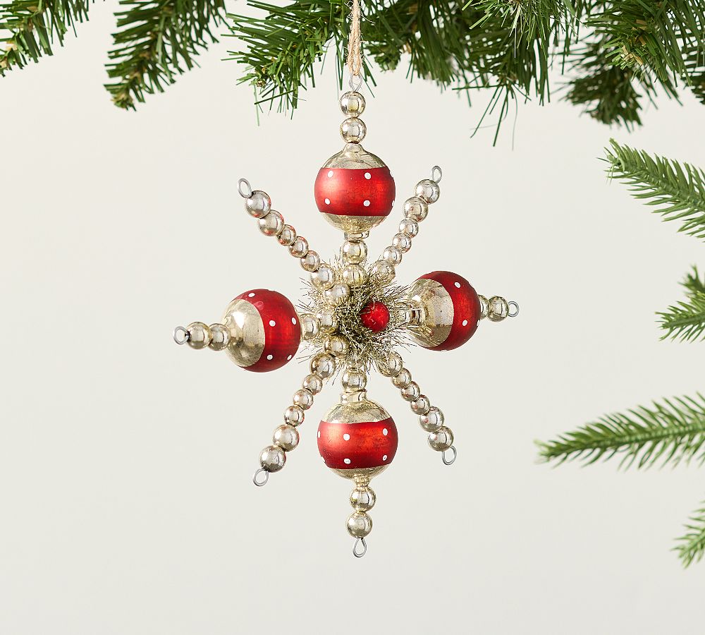 Vintage Glass Beaded Snowflake Ornament