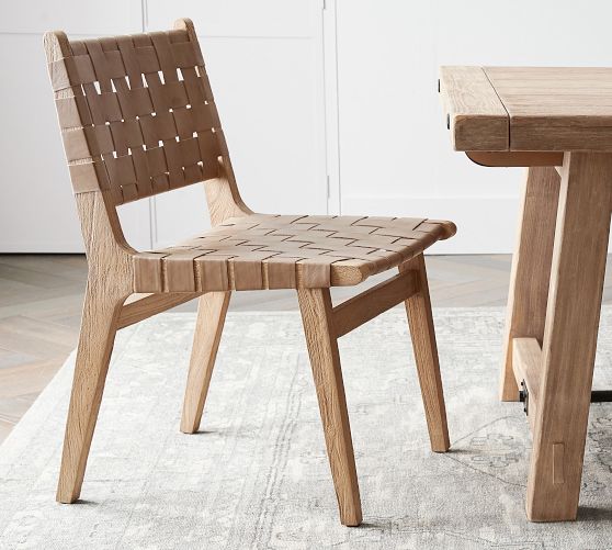 Open Box: Fenton Woven Leather Stool | Pottery Barn