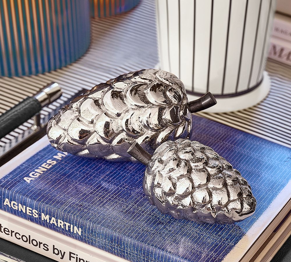 Brandon Maxwell Silver Pinyon Pinecone - Set of 2