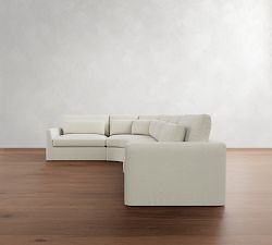 Westwood Fin Arm Deep Seat Slipcovered 4-Piece Curved Wedge Sectional (156&quot;)