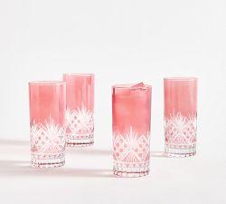 Antique Cut Highball Glasses - Set of 4
